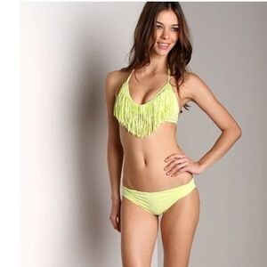 L*space Lime Green Fringe Bikini Set